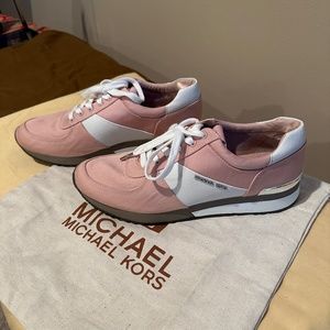Michael Kors, Like New Shoes.  Beautiful Pink, White and Gray with Silver Trim